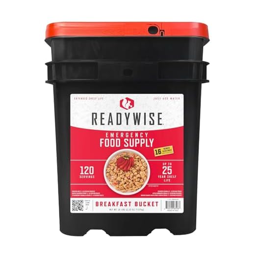 ReadyWise, 120 Portioner, Endast Frukost, 4 Olika Recept, Granola, Müsli Och Jordgubbe, Grab & Go Hink, Frystorkat, Upp Till 25 Års Hållbarhet, Nödmat