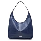 NEWBELLA Hobo Purse, PU Leather Shoulder Bag, Tote Handbag for Work and Travel (Blue)