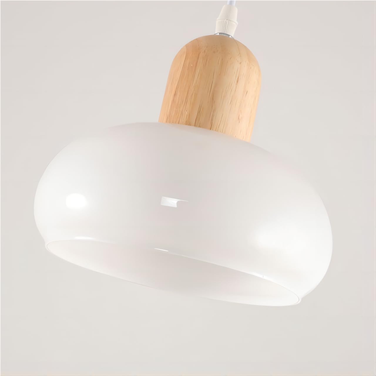 2-Pack Wooden Pendant Lights for Dining Room, Modern Farmhouse Chandelier with Milky White Glass Shade, Adjustable Hanging Light Fixture for Kitchen Island Bedroom Living Room