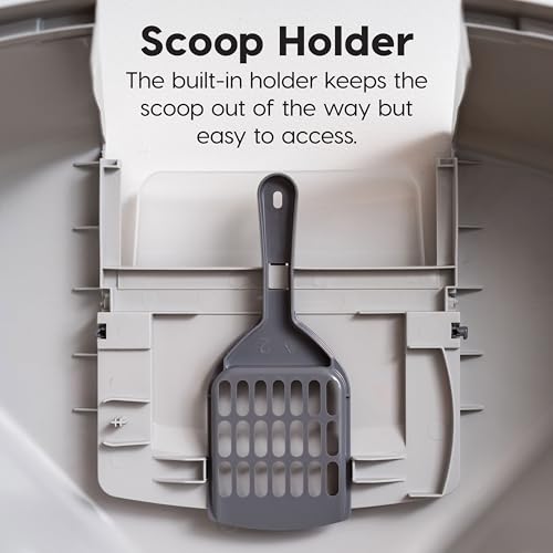 IRIS USA Corner Cat Litter Box - Enclosed Corner Litter Box with Scoop, Hooded Litter Tray for Corners, Space-Saving Covered Litter Box, Odor Defensive, Gray - Thumbnail 5