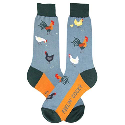 Foot Traffic Men's Novelty Animal Socks, Funny Socks for Animal Lovers, Sizes 7–11, Rooster