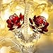 H&D HYALINE & DORA Crystal Red Rose Flower Basket Crystal Collectible Figurines Ornaments for Home Decor Table Centerpiece