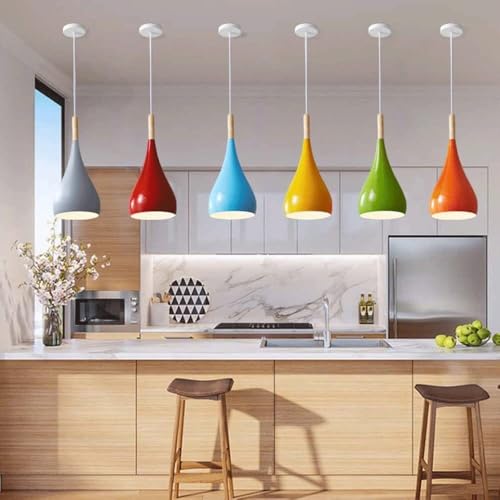 Lampe à suspension colorée jaune avec douille E27 à tête unique