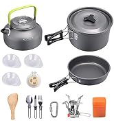 G4Free Camping Kookgerei Pan Waterkoker Wandelen Outdoor Koken Picknick Kom Bestek Lepel Kachel Set 15...