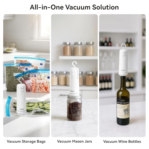 takoo 4-in-1 Portable Cordless Vacuum Sealer for Dry/Moist Food Storage with 4 Vacuum Bags, Heat Sealer for Chip Bags, Inflation Pump for Balls/Swim Ring by TAKOO - Image 2