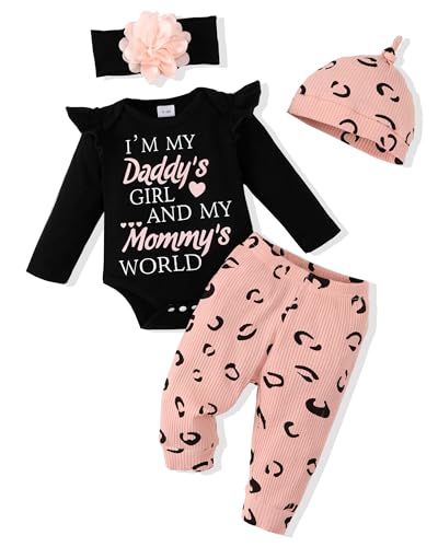 Image of Renotemy Newborn Baby Girl Clothes Outfits Infant Romper Ruffle Floral Pants Cute Toddler Baby Girl Clothes Set