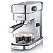 Severin KA 5994 Macchina Espresso Espresa, per 1 o 2 Tazze, Adatta per cialde ESE e caffè macinato, Pronta in 40 Secondi, Pressione 15 Bar, 1350 W, Acciaio Inox, Argento/Nero