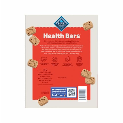 Image of Blue Buffalo Health Bars Crunchy Dog Biscuits, Oven-Baked with Natural Ingredients, Bacon, Egg & Cheese, 32-oz Bag (Pack of 2)