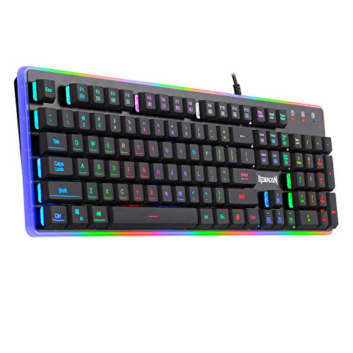 Redragon K509-RGB PC Gaming Keyboard 104 Key Quiet Low Profile RGB Keyboard Backlit