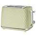 Daewoo Cascade 2 Slice Toaster – Sage Ribbed Design, Adjustable Browning, Defrost & Reheat Functions, Removable Crumb Tray, Cancel Button, Compact Countertop Toaster