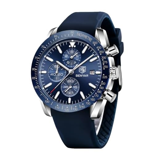 Relógio masculino BENYAR com movimento de quartzo, cronógrafo 30 m, à prova d'água, luminoso, casual, esportivo, negócios, couro, Esportivo