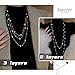 Aleasha Faux Pearl Long Necklace Multi Strand Necklace for Women White Pearl Gold Chain Layered Necklace Trendy Costume Jewelry Gifts