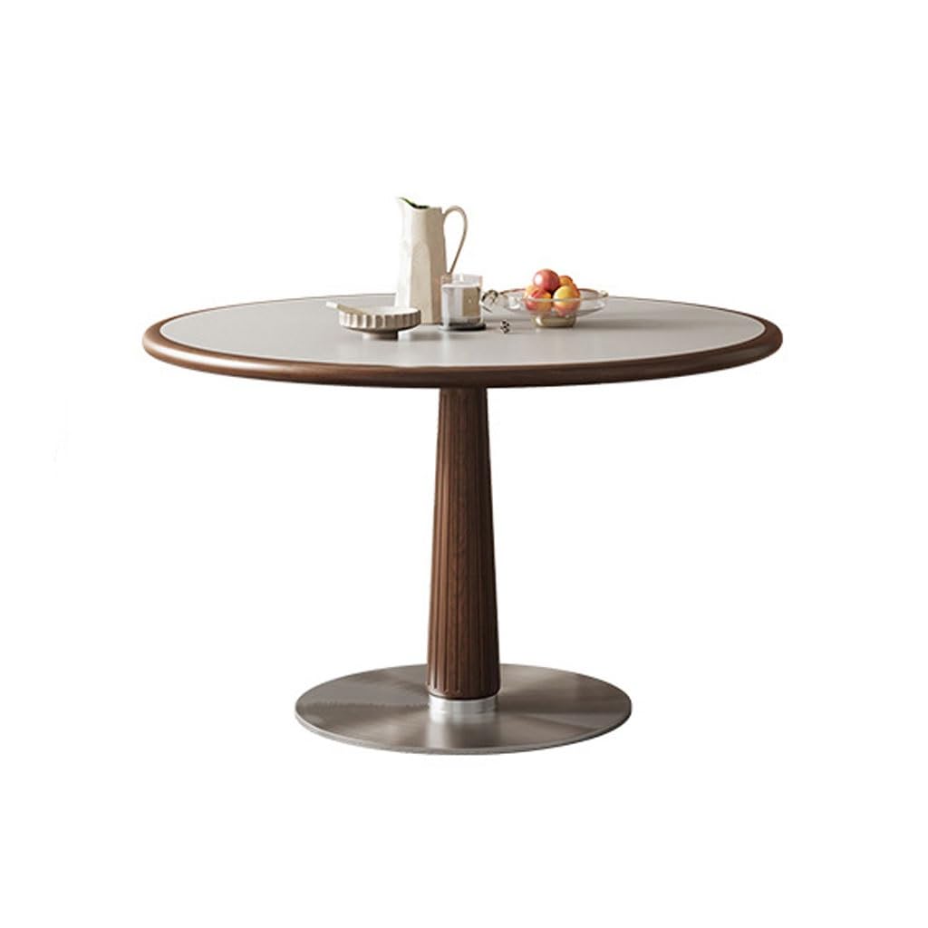 Kitchen Tables Home Small Restaurant Round Dining Table Office Simple Solid Wood Rock Board Negotiation Table Breakfast Table(B)