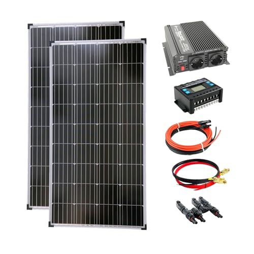 solartronics Kit complet de 2 panneaux solaires de 130 W - Convertisseur de 1000 W - Régulateur de charge photovoltaïque