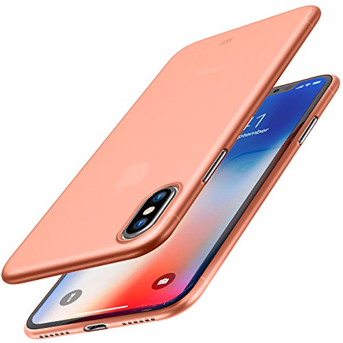 TOZO for iPhone X Case Hard Cover 0.35mm World's Thinnest Protect Bumper Shell for iPhone 10 / X Semi Transparent Light Weight Matte Pink