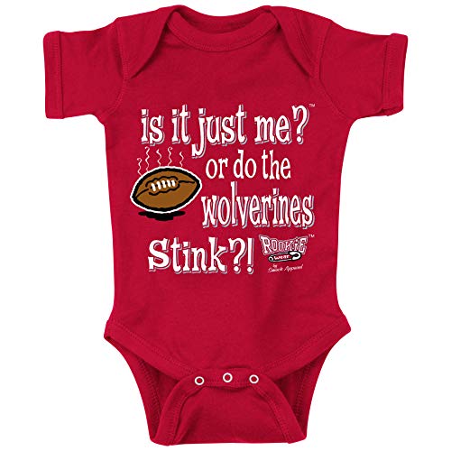 Rookie Wear By Smack Apparel Ohio State Football Fans. is It Just Me? Or Do The Wolverines Stink. Red Onesie (NB-18M) (Onesie, 12 Month)