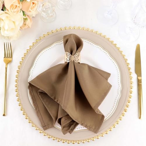 Efavormart Cloth Napkins Set of 100, 17x17 Inch Taupe Seamless Dinner Napkins, Washable Linen Table Napkin Cloth with Hemmed Edges for Weddings, Party and Banquet