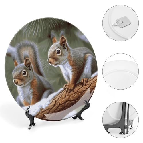 Plato decorativo Little Squirrel de porcelana de hueso blanco miniatura 4