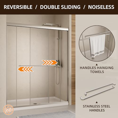 Image of Royal Guard Double Sliding Shower Door,56-60 inch W x 70 inch H,Chrome