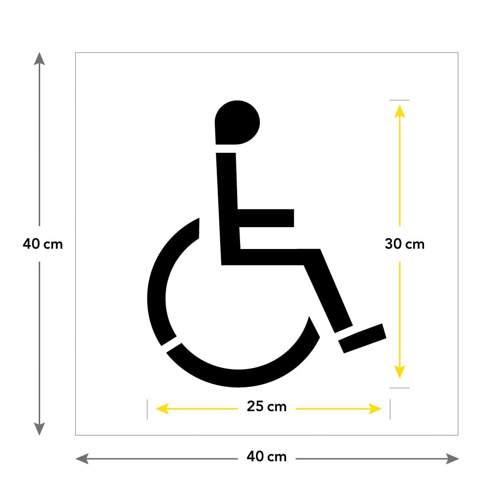 Pochoir Handicapé (W0110). Pochoir de Marquage au Sol Handicapé. Pochoir Stationnement PMR Taille au Choix. PVC. - 400 x 400 mm -