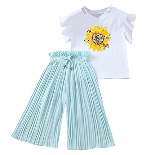 Tenue manches courtes pour filles et son pantalon large fluide pour les vacances au soleil