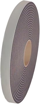 TapePlanet Single Sided Black Low Density PVC Foam Tape 1/4" Thick x 1" Wide x 35 ft Long Roll