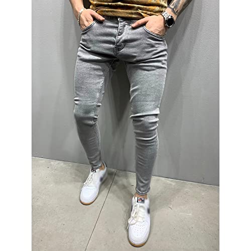 XYGJZ Men's Skinny Jeans Stretch Demin Slim Fit Destoryed Ripped Tapered Leg Jean Pants2