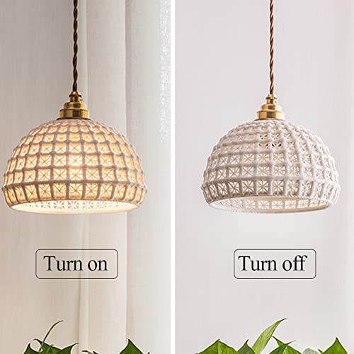 Suspension en céramique anti-éblouissement lustre moderne E27 LED - 7