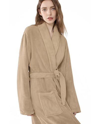 Image of Soft Robe For Women,Warm Plush Bath Robes Female,Spa Towel After Shower Lightweight Long Bathrobe
