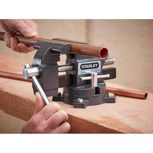 Stanley Maxsteel Schraubstock leichte Ausführung 1-83-065 / Gusseiserner Tischschraubstock mit 85mm Ausladung, 100mm Spannweite & 110kg Spannkraft für den vielseitigen Einsatz - 2
