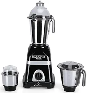 MasterClass Sanyo Triaa 750W Mixer Grinder with 3 Stainless Steel Jars (1 Wet Jar, 1 Dry Jar and 1 Chutney Jar), Black.Make in India(ISI Certified)