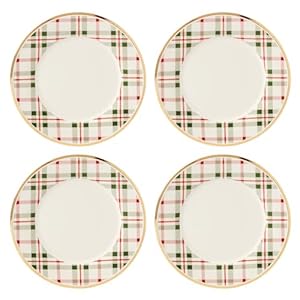 Lenox Holiday Plaid Dinner Plates, Set of 4, 6.02, Red & Green