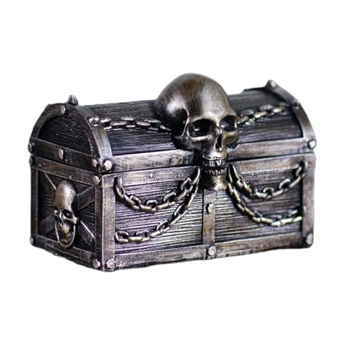 del tesoro para – Soporte de riqueza antiguo, cerradura de cadena esqueleto, ataúd grande | Conjunto de accesorios para contenedores de mito náutico, para juego de disfraces, evento misterioso,