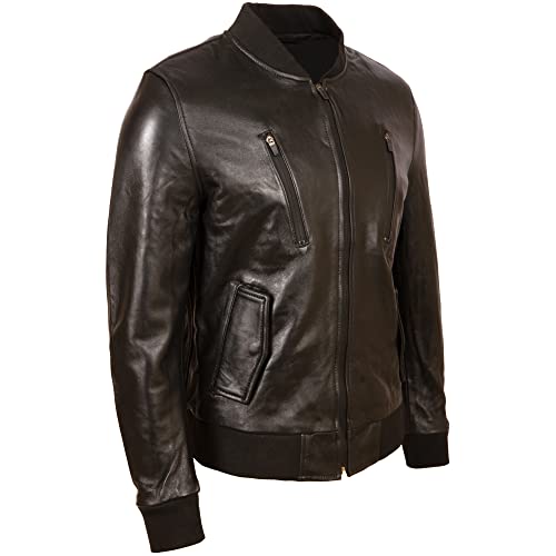 Blouson aviateur homme en cuir véritable de haute qualité E0DB - 3
