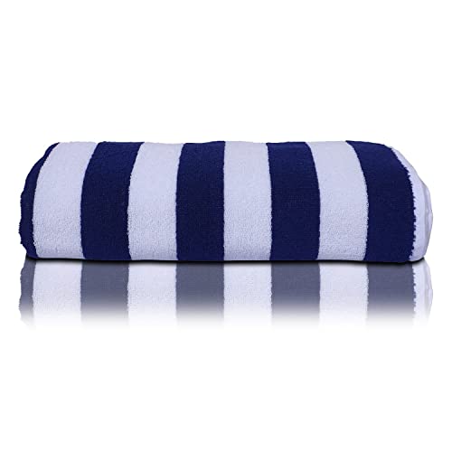 Image of Home Plus Studio 100% Cotton Towel Used for Hotel Pool /Swimming /Beach /Bath Sheet /Extra Large Size Bath Towel - Pack of 2 - Size 90 CM x 180 CM (36 inch in x 72 inch in) - Blue & White Stripes