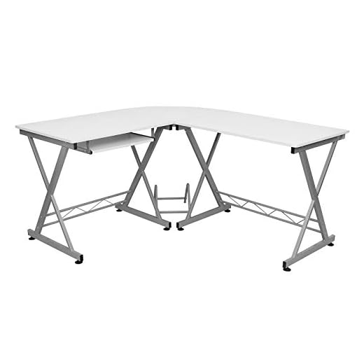 Songmics - Escritorio Blanco, 150 x 138 x 75 cm