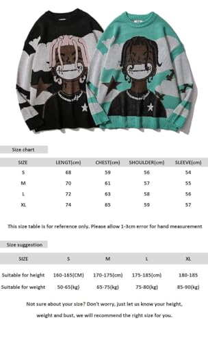 Mens Anime Rapper Knitted Sweater Oversized Rock Hip Hop Fashion Aesthetic Pullover Women Jumper Ugly Sweater 6