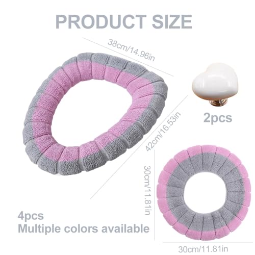 4Pcs WC-Sitzwärmer, Toilettensitzbezug Warm, WC Sitzkissen Universal, Toilettensitzabdeckung Pads, für Toilettensitz, Waschbar, Weich, Bequem und Dehnbar
