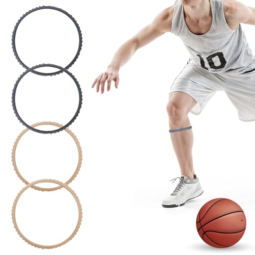 JIYIN 膝蓋骨腱サポートストラップ 4個入り シリコン膝ブレースストラップ 膝の痛みを緩和 膝蓋骨バンド ブレース ランニング バスケットボール サッカー ハイキング バレーボール スクワット & ジャンパー 膝用 (10mm)