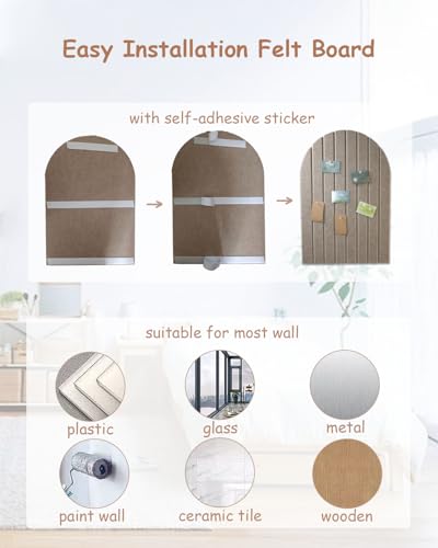 Faltbare kork pinnwand 60x40cm, 1cm dicke Filzfliesen, Pinnwand Kinderzimmer mit Klebstoff Klettverschluss, Dekorationsbrett für Bilder Notizen, Runde Ränder Wandpaneele für Wohnzimmer im Büro - Beige