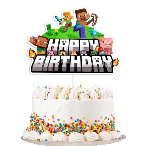 Yoimckay Birthday Cake Decoration, Miner Personalised Birthday Cake Decoration, Pixel Cake Toppers, Animated Cake Decorations, Happy Birthday Cake Decoration, Children's Birthday Decoration Yoimckay Birthday Cake Decoration, Miner Personalised Birthday Cake Decoration, Pixel Cake Toppers, Animated Cake Decorations, Happy Birthday Cake Decoration, Children's Birthday Decoration
