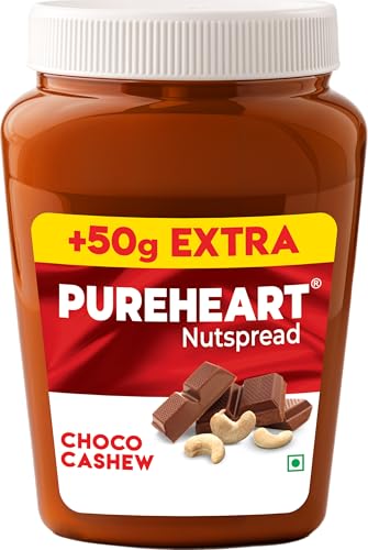 Image of PUREHEART Nut Spread Choco Cashew (350 +50 gm Extra) | Nutty, Smooth and Creamy Chocolate Cashew Spread for Breakfast - No. 1 Exporter of Roasted Nuts