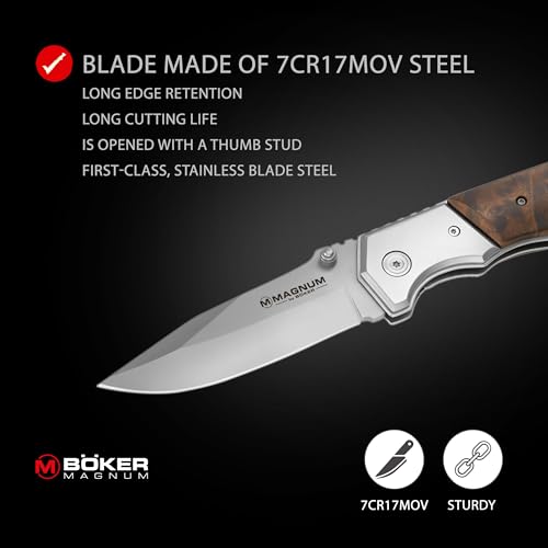 Boker Magnum 01MB233 Faca Forest Ranger com lâmina de aço inoxidável 440C de 9,5 cm