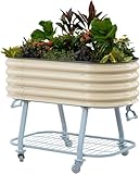 Vego garden 2' x 4' Raised Garden Bed with Legs and Wicking Cell System - S Series, Perfect for Gardening Vegetables, Herbs, & Flowers - Outdoor & Indoor Elevated Planter Box - Pearl White