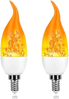 ANDUCKUK LED Flame Light Bulb, Flame Effect 3W E14 Dancing Fire Light Bulb with 3 Lighting Modes, for Indoor Outdoor Party (2 PCS)