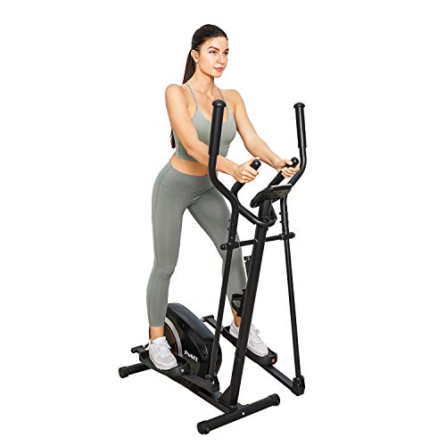 Elliptical Training Machine with LCD Monitor Full-Body Workout Magnetic Resistance Flywheel Indoor Fitness Exercise Machine Smooth Quiet Trainer for Home Use Cardio Elliptical Machine, E420 (black)