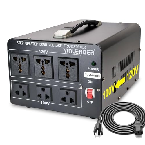 Yinleader 3000W 120V to 100V Voltage Converter US to Japan Step Down/Up Transformer for Japanese Hair Dyer/Turntable/Rice Cooker/breadmaker/Oven/Heater/Freezer, etc. in US