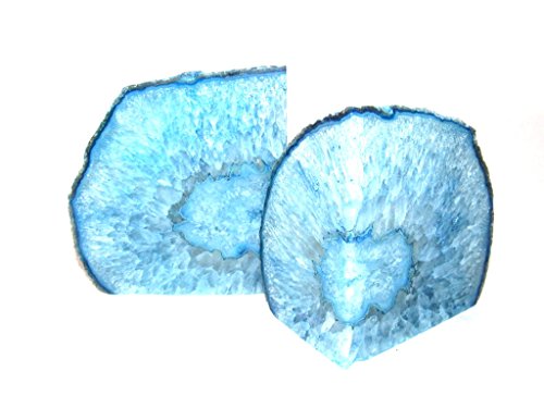 Zentron Crystal Collection Large Pair Of Polished Agate Bookends (Blue) #TOP1