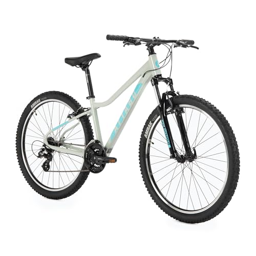 ATTABO Damen Fahrrad Alpe 1.0 mit Aluminiumrahmen 15" Ergonomischer Lenker V-Brake Grau Mountainbike mit 27,5" Rädern mit Zubehör Verstellbarer Sattel 21-Gang Schaltung