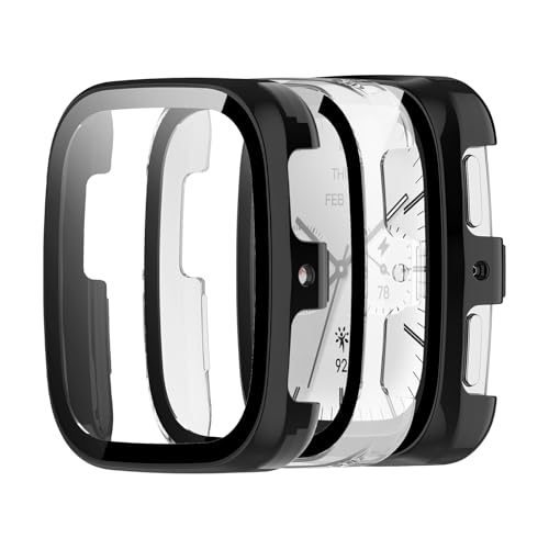 2 Pezzi Cover per Amazfit Active 2 Square con Vetro Temperato Pellicola Ultra Sottile Cornice in PC Schermo Protettiva Custodia Case Protezione Completa Anti-Graffio Paraurti